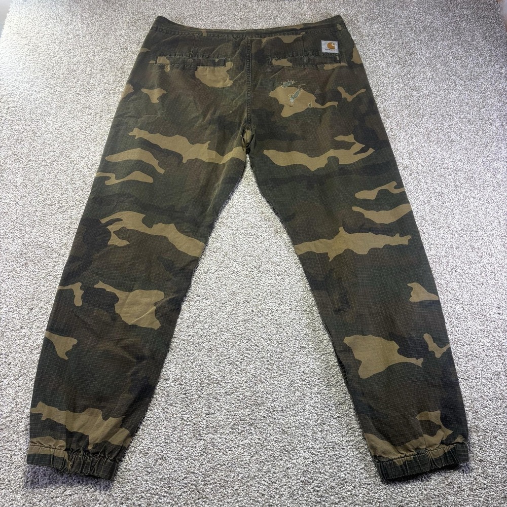 Carhartt WIP Pants Mens Large Green Camo Marshall Jogger Elastic Waist Pockets